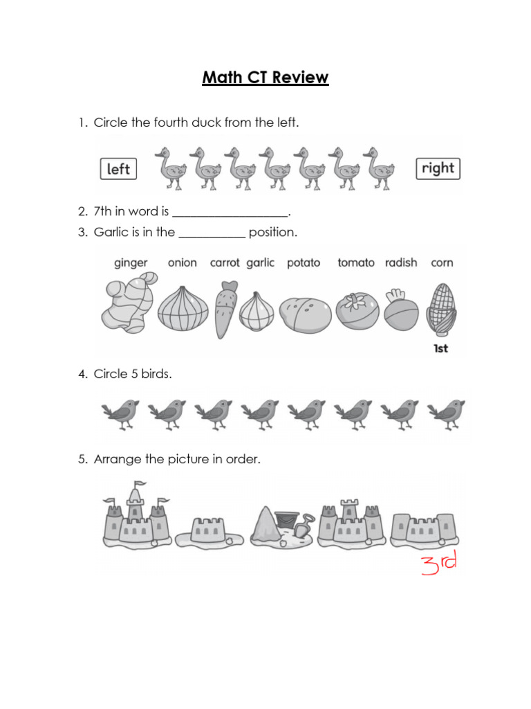Math CT Review: Counting and Positioning | PDF