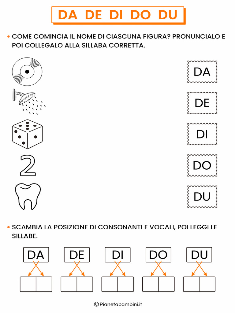 Schede Didattiche DA de DI DO DU 1 | PDF