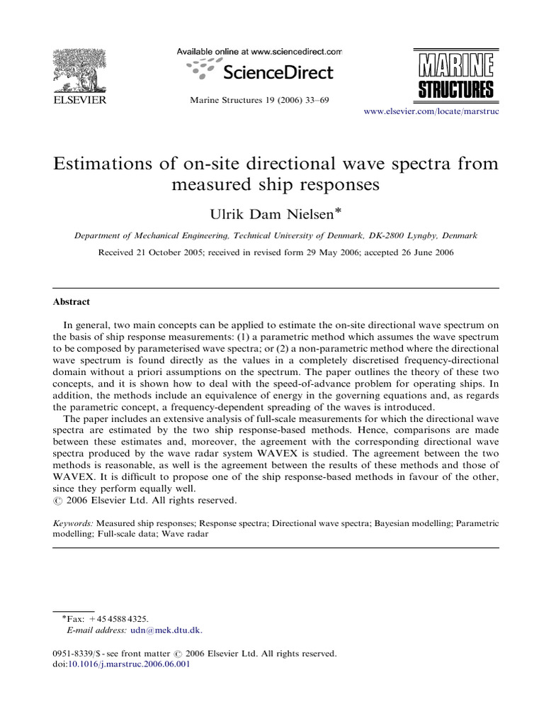 Nielsen 2006 Estimations of On-Site Directional Wave Spectra From ...