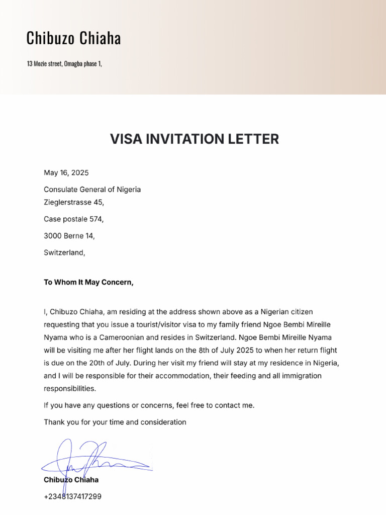 Visa Invitation Letter | PDF