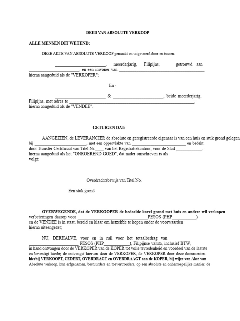 Akte Van Volle Verkoop (Huis en Perceel) | PDF
