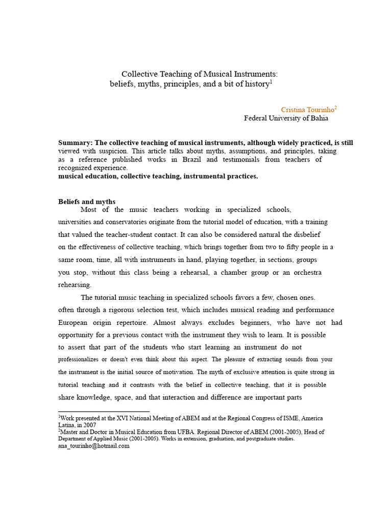 Collective Teaching of Musical Instruments | PDF | Learning | Imitation