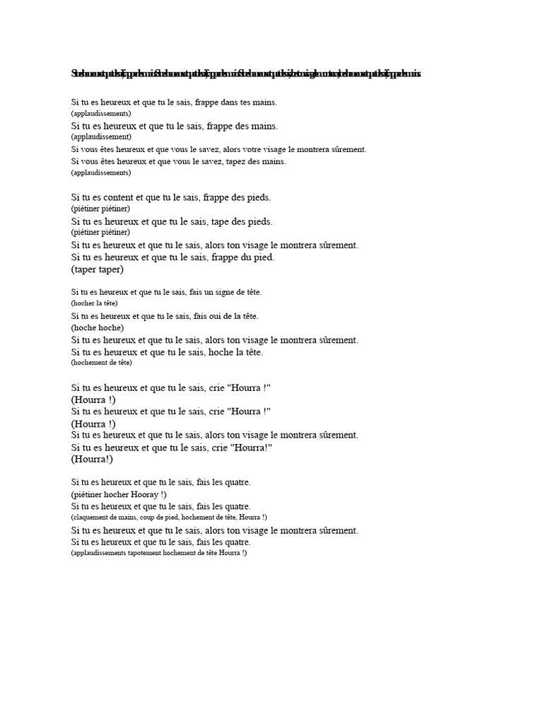 Chanson d'action : Si tu es heureux | PDF