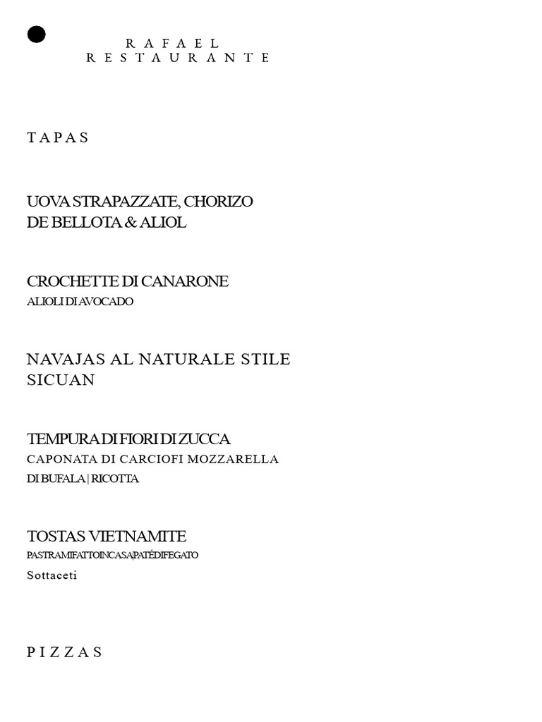 Il Menu Rafael Ristorante | PDF