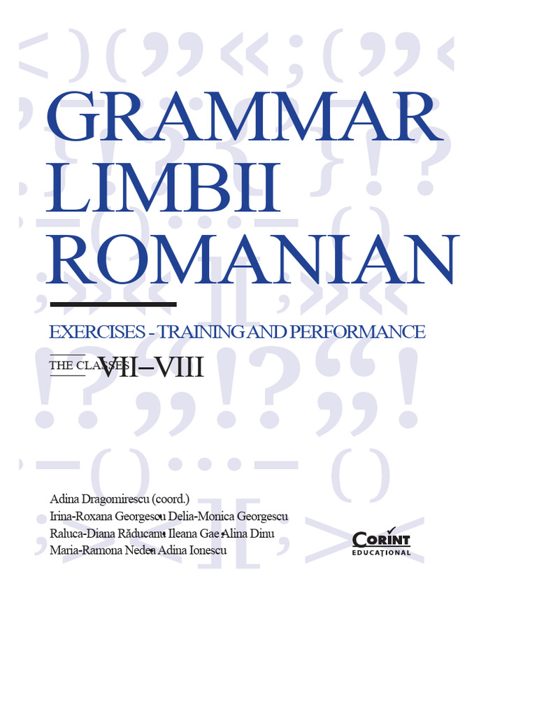 Grammar of The Romanian Language Exercises Training and Performance ...