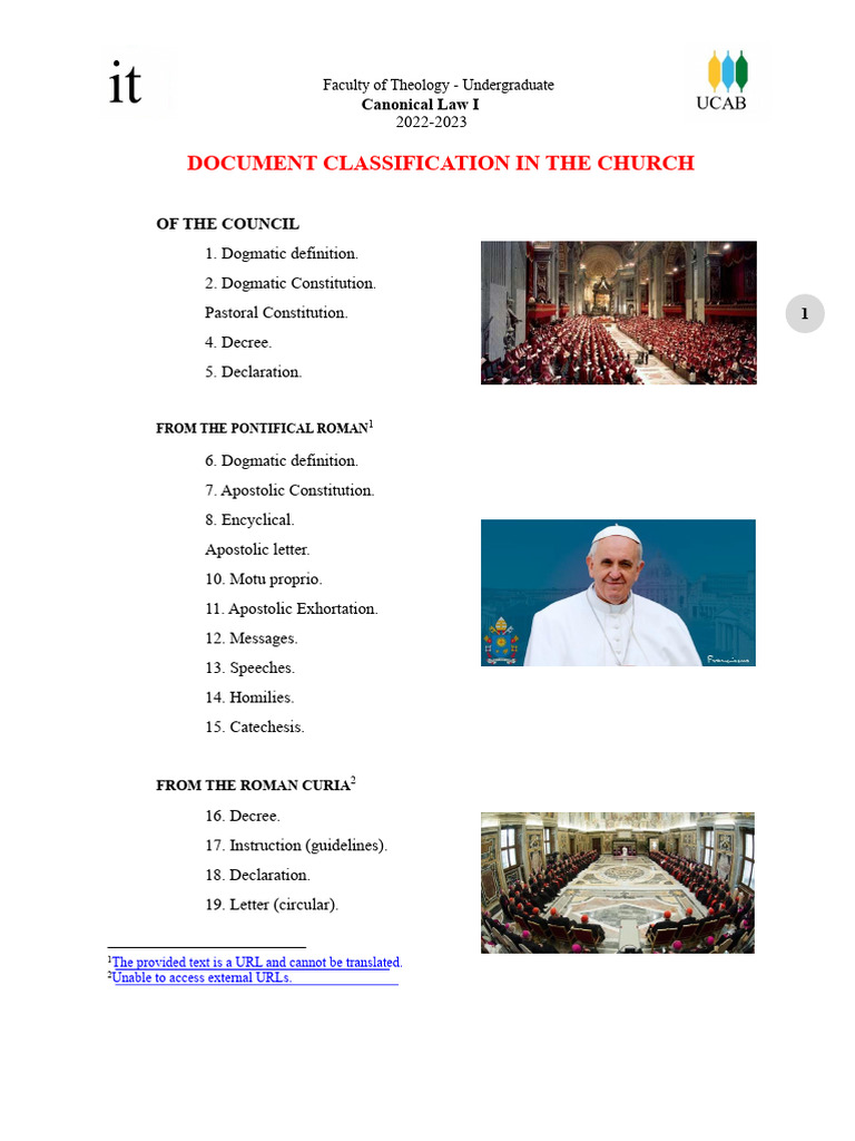 Classification of Papal Documents | PDF | Catholic Church | Pope