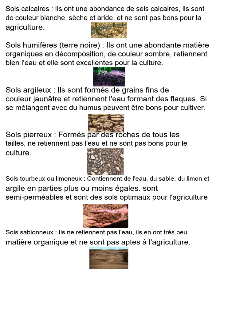 Types de sols et leur utilité agricole | PDF