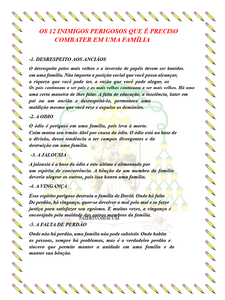 12 Inimigos a Combater na Família | PDF | Amor | Feitiçaria