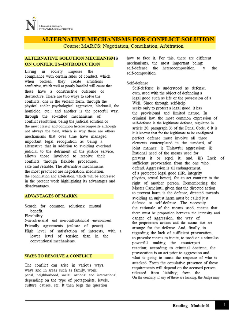 Alternative Conflict Resolution Methods | PDF | Mediation | Conflict ...