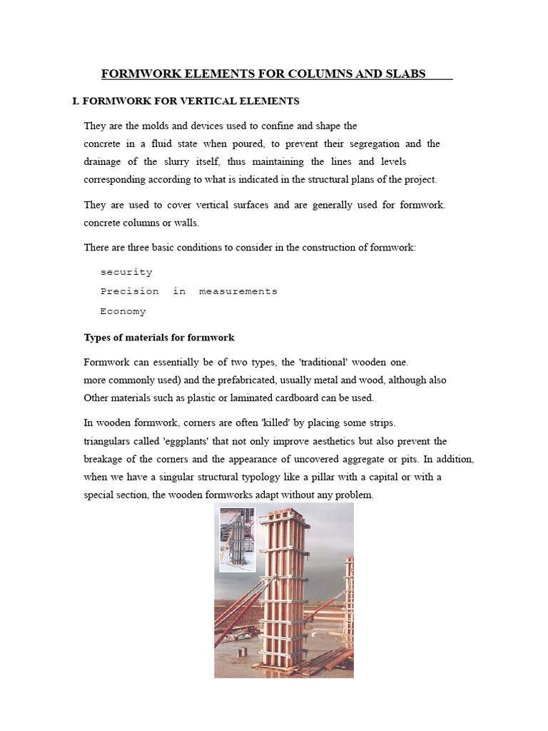 Formwork Techniques for Columns & Slabs | PDF | Concrete | Column