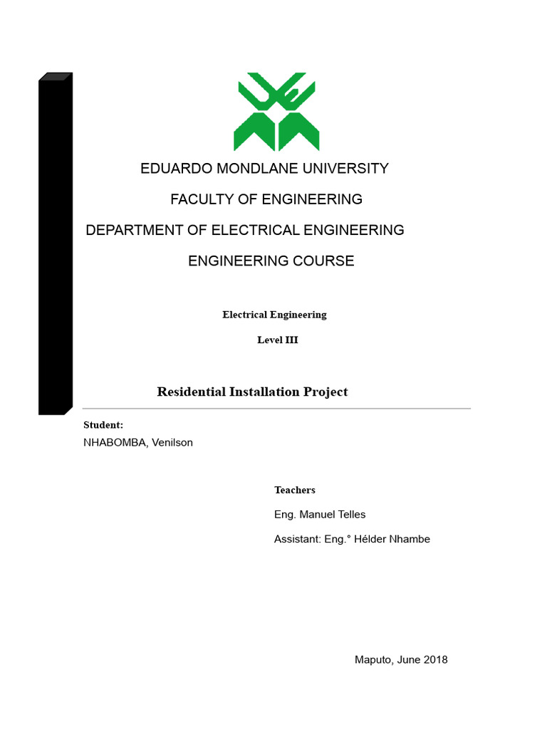 Residential Electrical Installation Project | PDF | Electrical Wiring ...