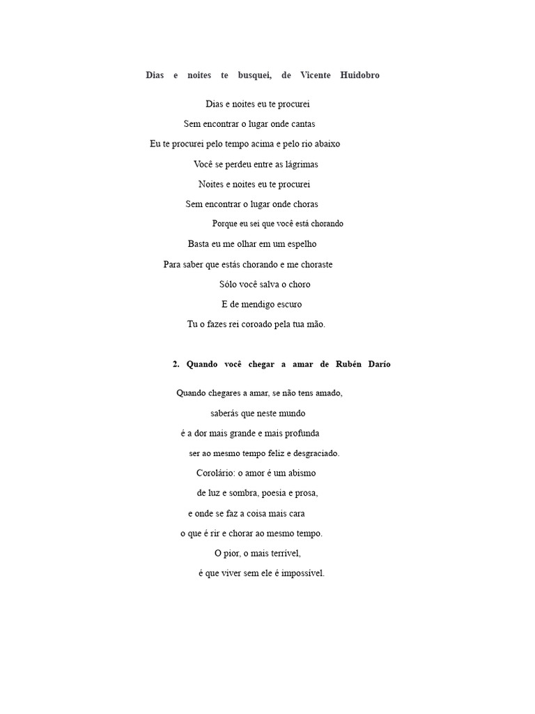 Poemas sobre Amor e Saudade | PDF