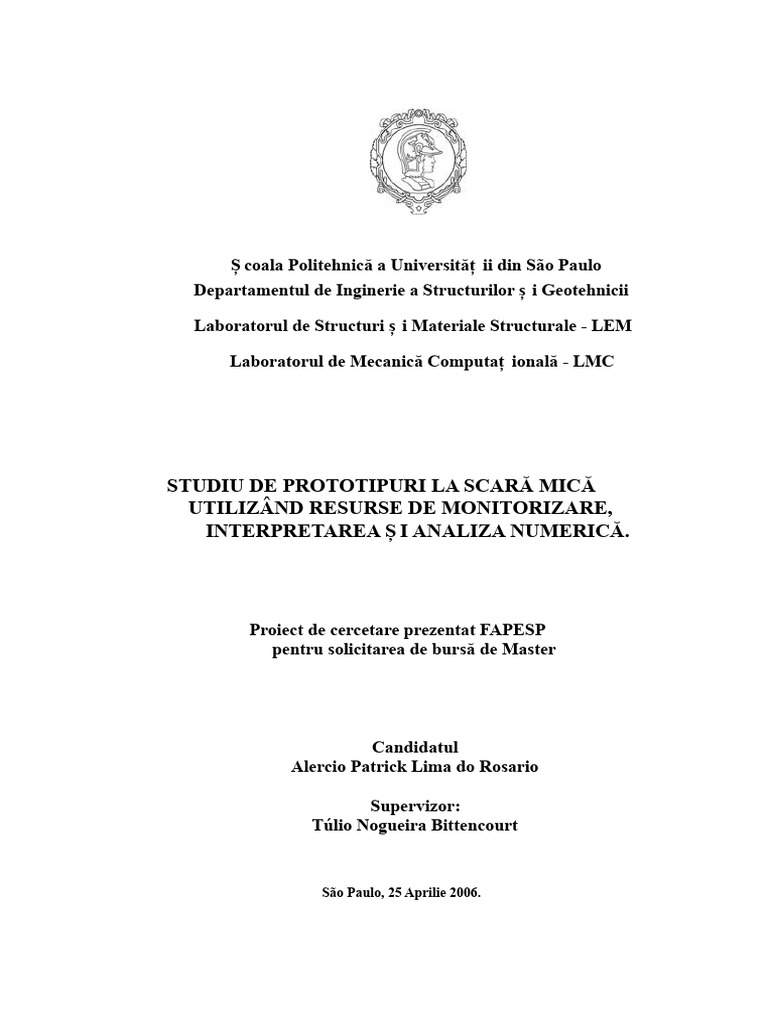 Model de Proiect FAPESP | PDF