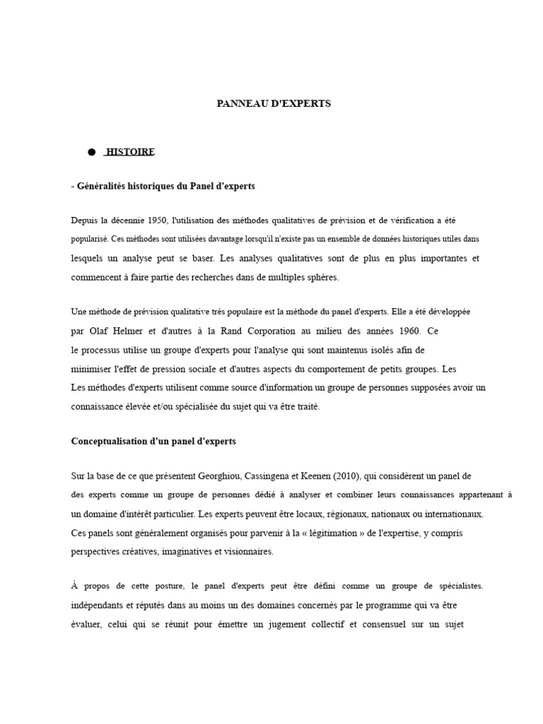Méthode du Panel d'Experts | PDF | Expert | Risque