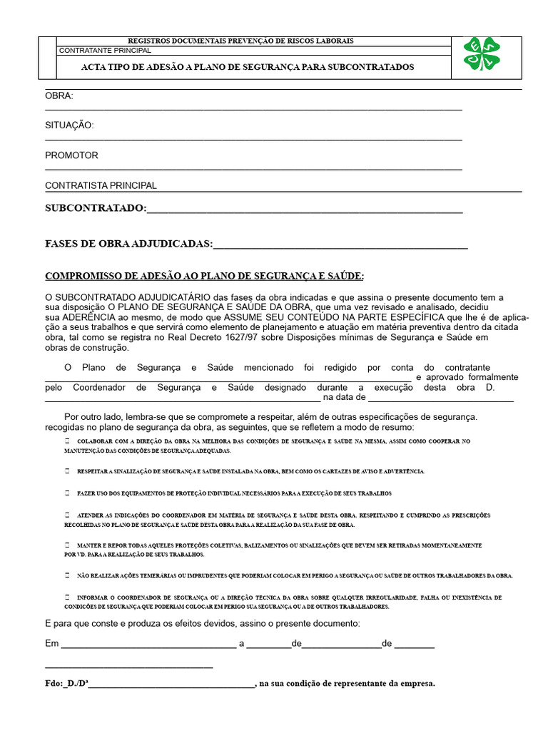 Compromisso de Segurança em Obras | PDF