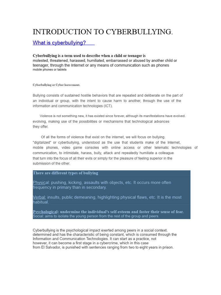 Understanding Cyberbullying Dynamics | PDF | Cyberbullying | Bullying