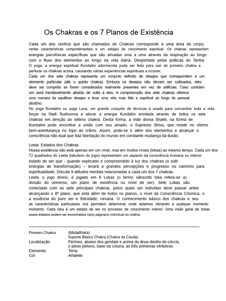 Chakras e Planos de Existência: Guia Completo | PDF | Chacra | Kundalini