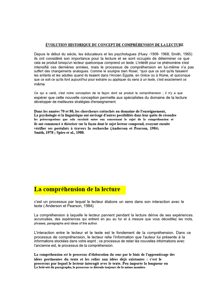 Compréhension de la lecture : Évolution et Stratégies | PDF ...