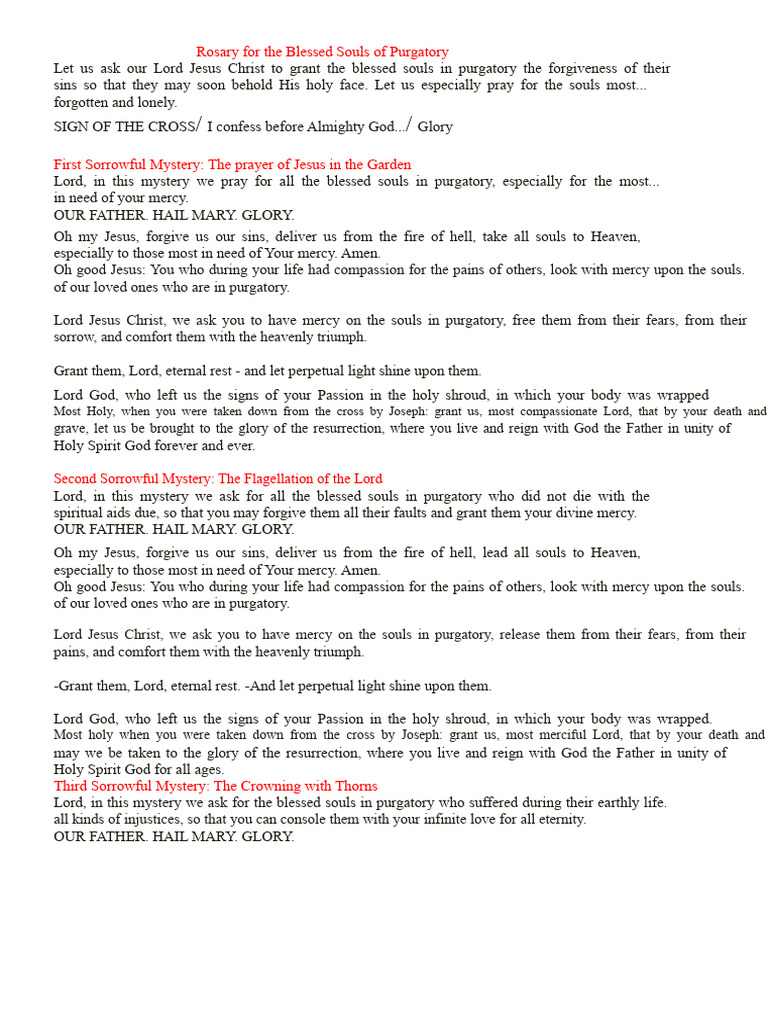 Rosary Prayers for Purgatory Souls | PDF | Mary, Mother Of Jesus ...