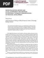 Download Decentralization Reform and Local-government Proliferation in Indonesia Towards a Fragmentation by Faisal Ibrahim SN92587928 doc pdf