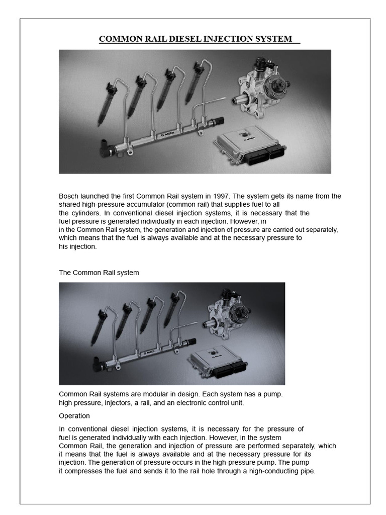 Common Rail Diesel Injection Overview | PDF | Fuel Injection | Diesel ...