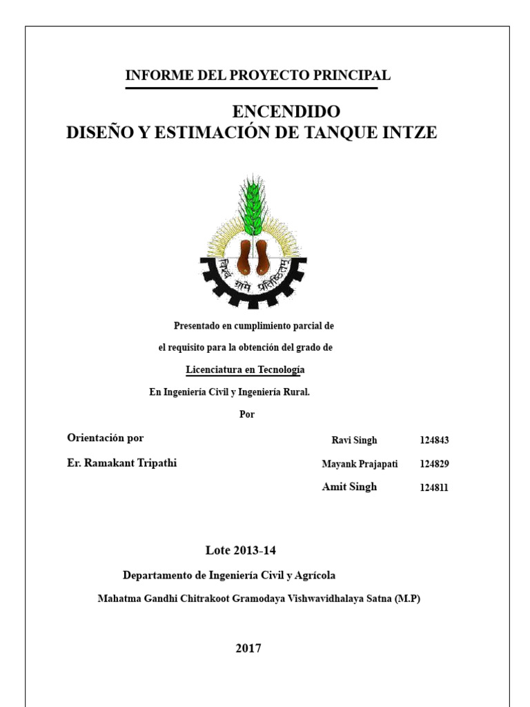 Diseño y Estimación de Tanque Intze | PDF | Hormigón | Estrés (Mecánica)