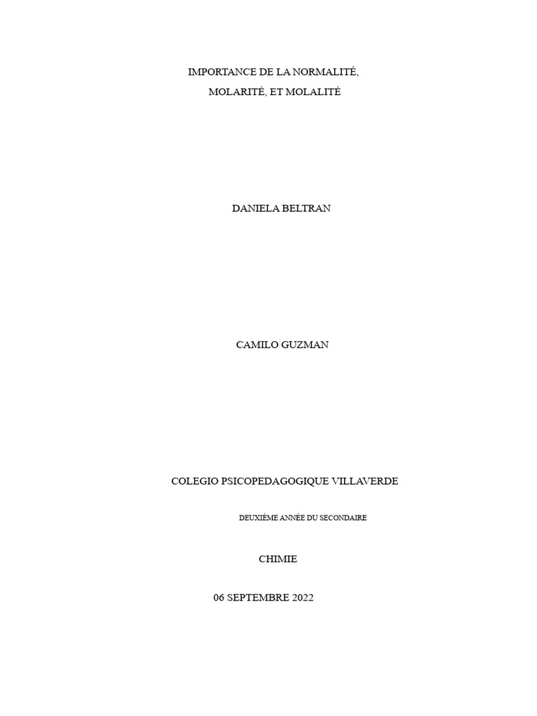 Importance de la Normalité en Chimie | PDF