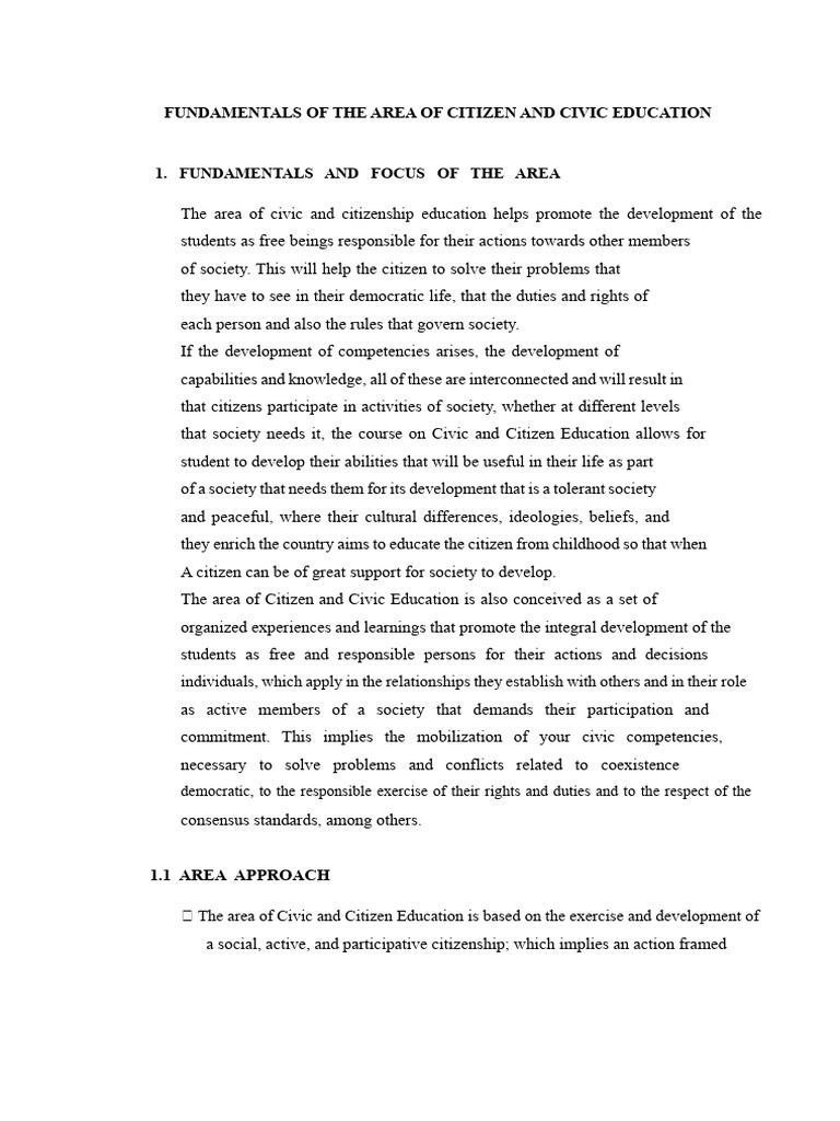 Civic Education Fundamentals and Goals | PDF | Democracy | Political ...