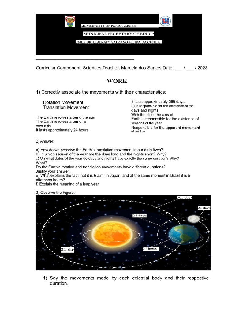Science Activity - T51 - Earth's Movements | PDF