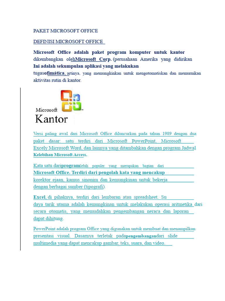 Paket Microsoft Office: Definisi dan Fitur | PDF