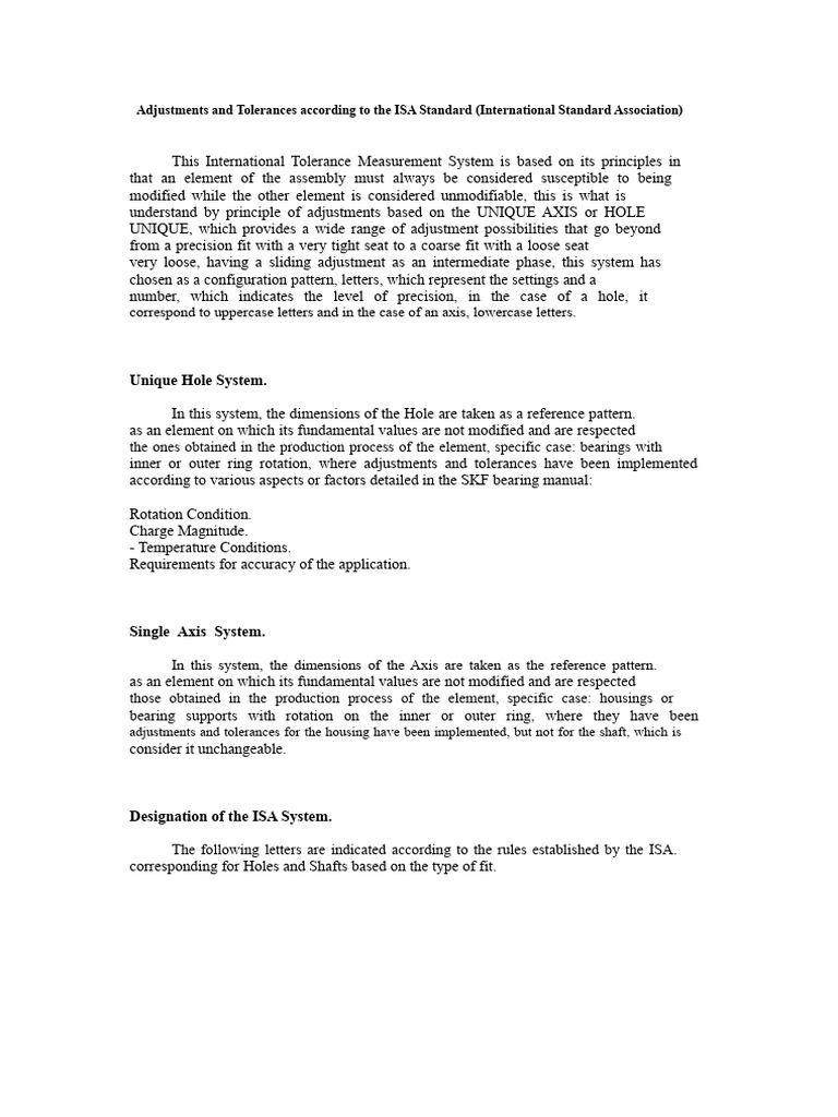 ISA Standard Adjustments & Tolerances Guide | PDF | Engineering ...