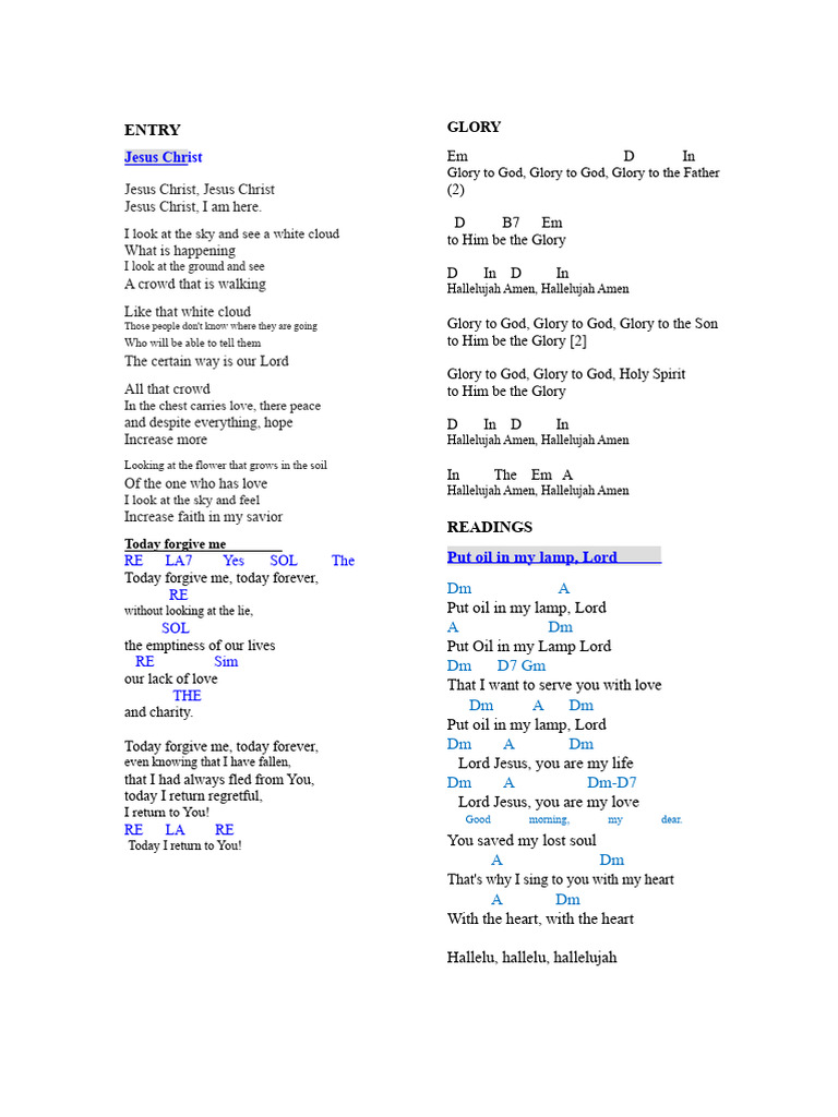 Worship Songs and Prayers for Faith | PDF | Glory (Religion) | God In ...