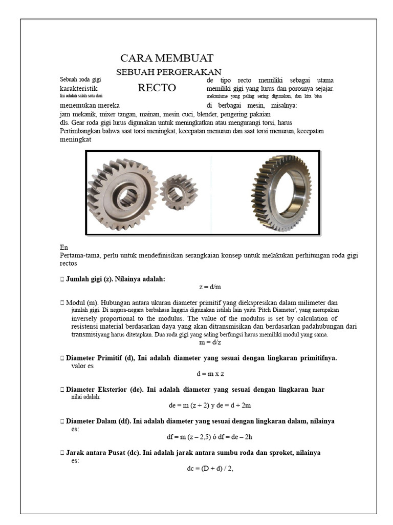 Panduan Desain Roda Gigi Lurus | PDF