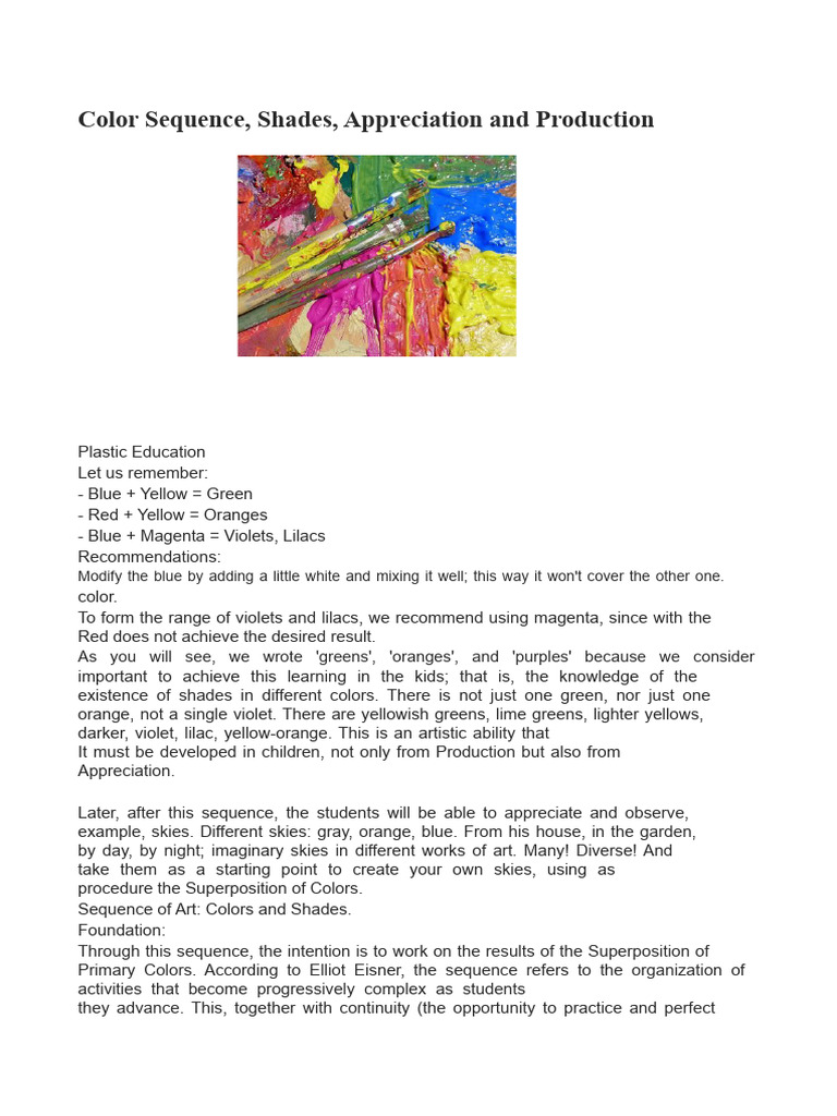 Color Sequence, Shades, Appreciation, and Production | PDF | Color | Blue