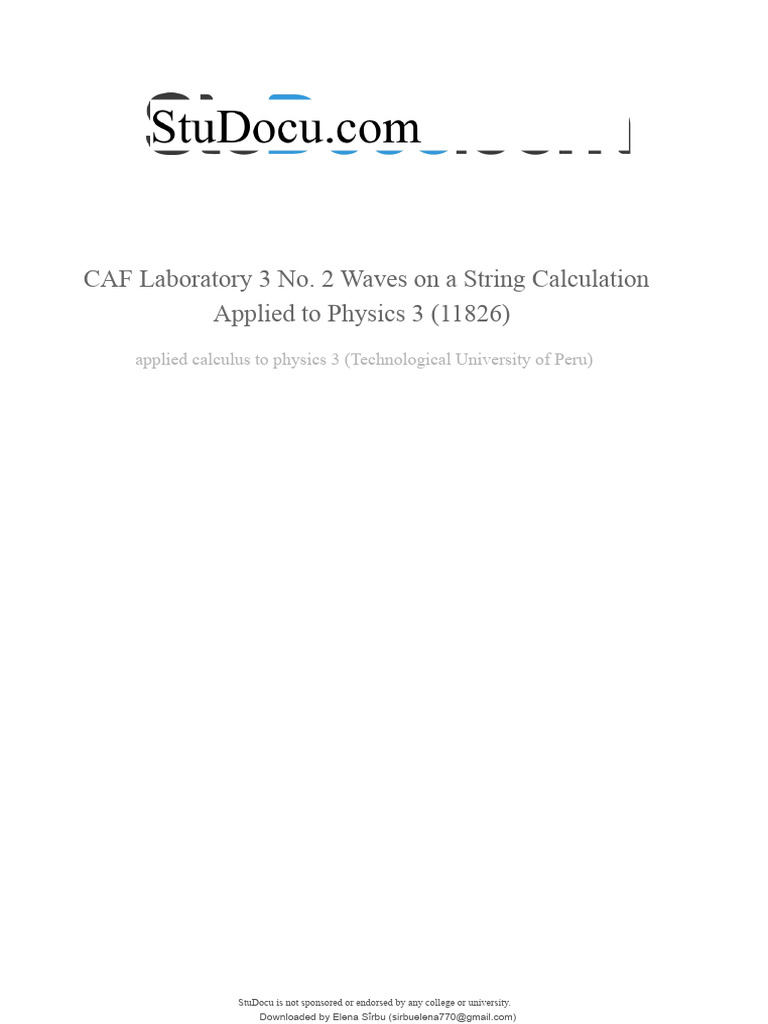 Laboratory Caf 3 n0 2 Waves On A String Calculation Applied To Physics ...