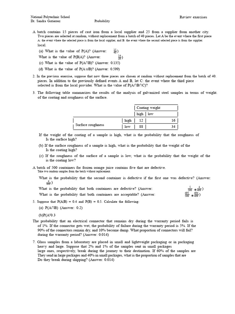 Statistics Review Exercises-1 | PDF | Probability And Statistics ...