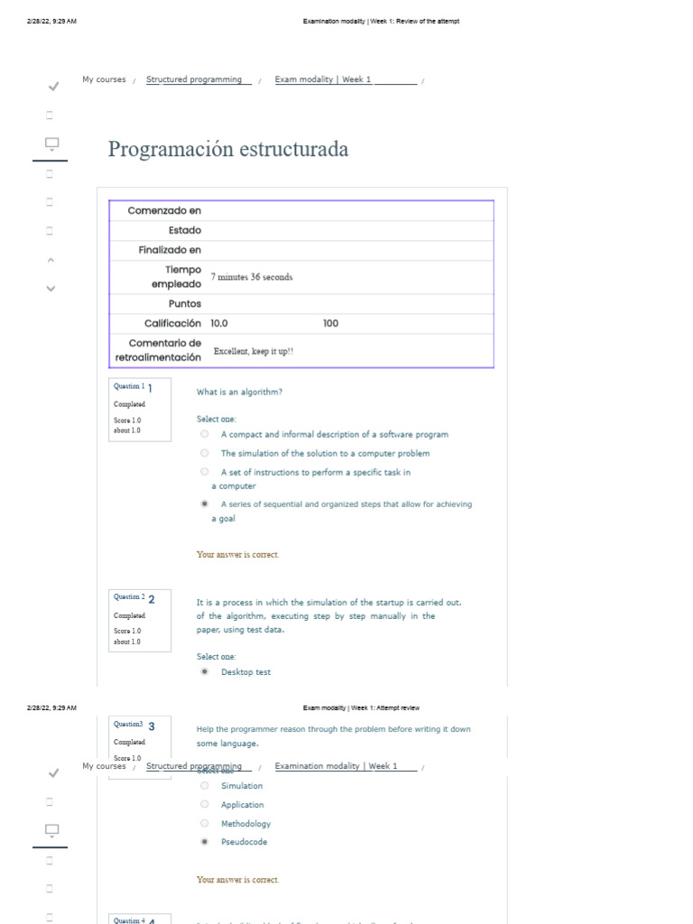 Week 1 Exam Review: Structured Programming | PDF | Algorithms | Simulation