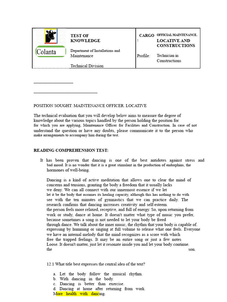 Knowledge Test - Maintenance Officer | PDF | Knowledge