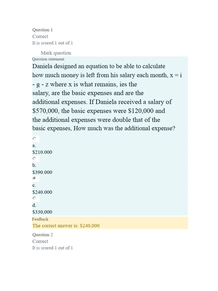 Salary and Expense Calculation Quiz | PDF