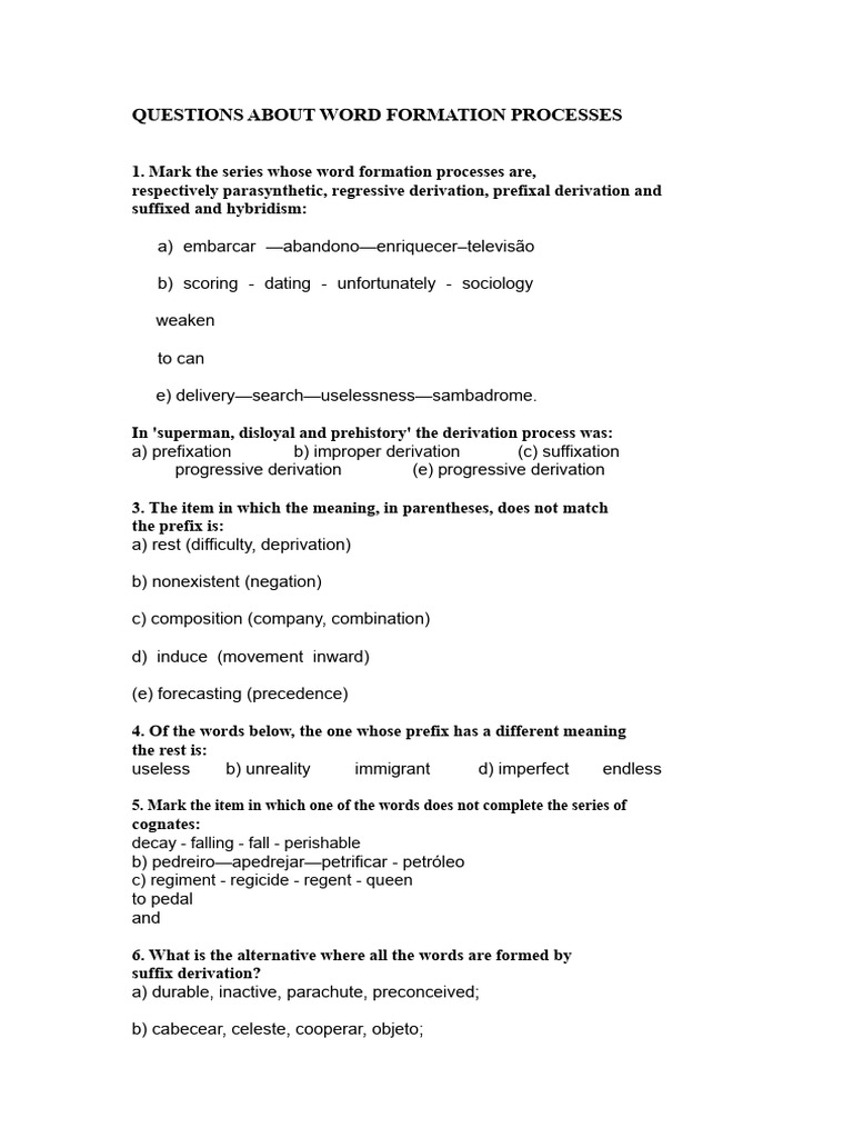 Word Formation Processes Explained | PDF | Adjective | Noun