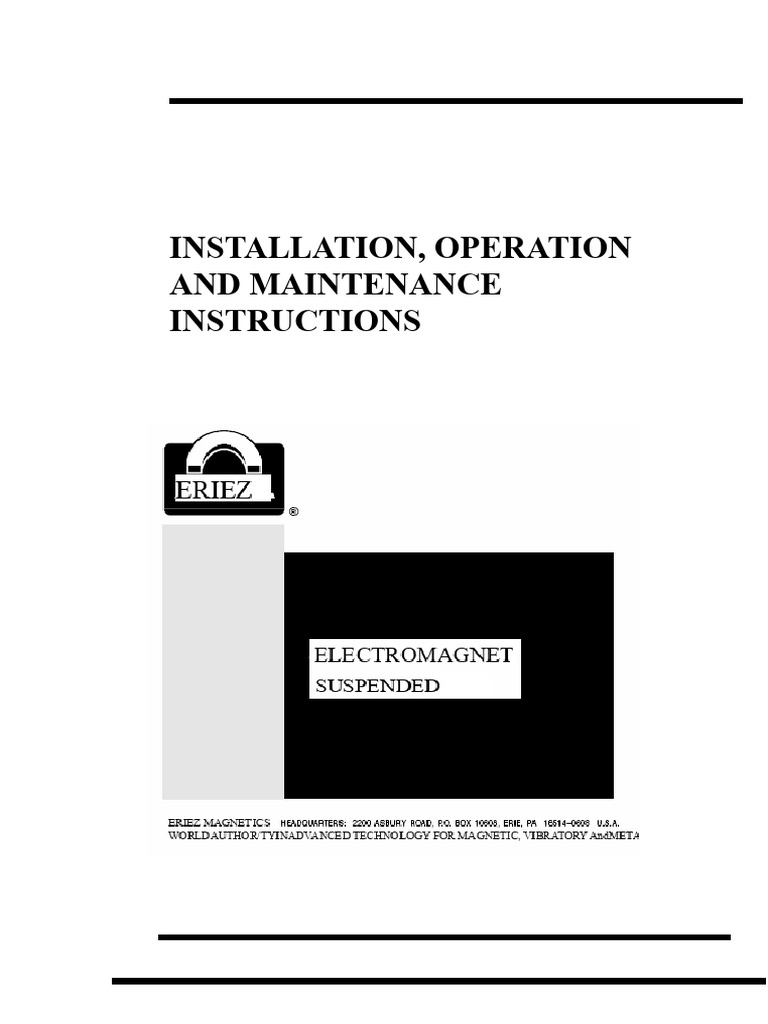 Eriez Electromagnet Installation Guide | PDF | Magnet | Magnetism