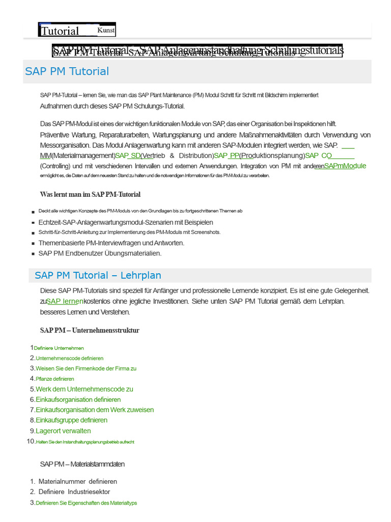 Sap PM Tutorial PDF | PDF