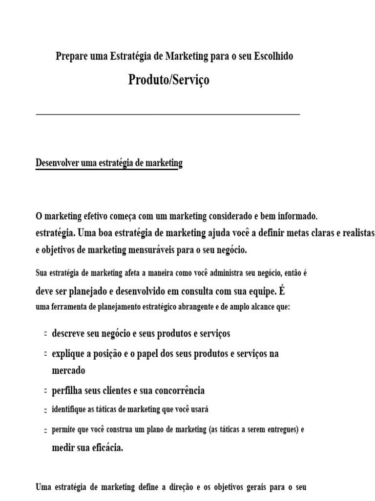 Estratégia de Marketing Eficaz para Negócios | PDF | Marketing ...