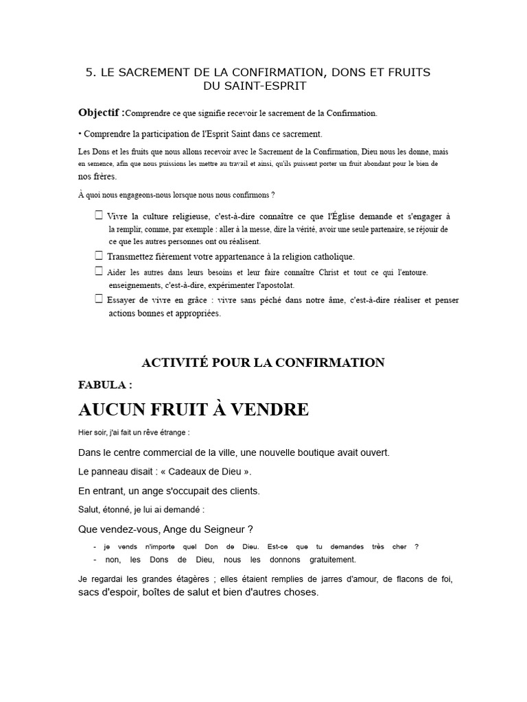 Dons et Fruits du Sacrement de Confirmation | PDF | Saint-Esprit | Onction