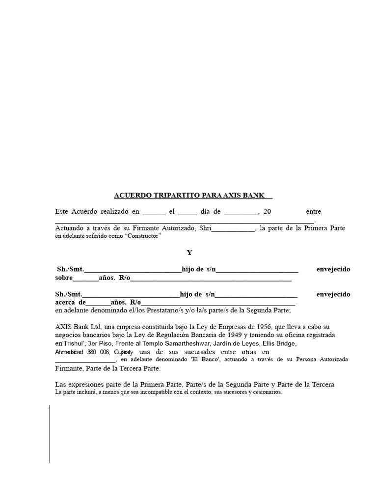 Acuerdo Tripartito con Axis Bank | PDF | Bancos | Hipotecas
