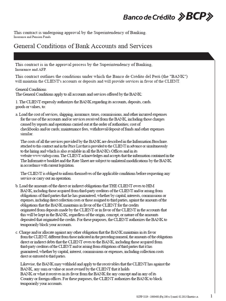 Bank Account and Service Conditions | PDF | Banks | Credit Card