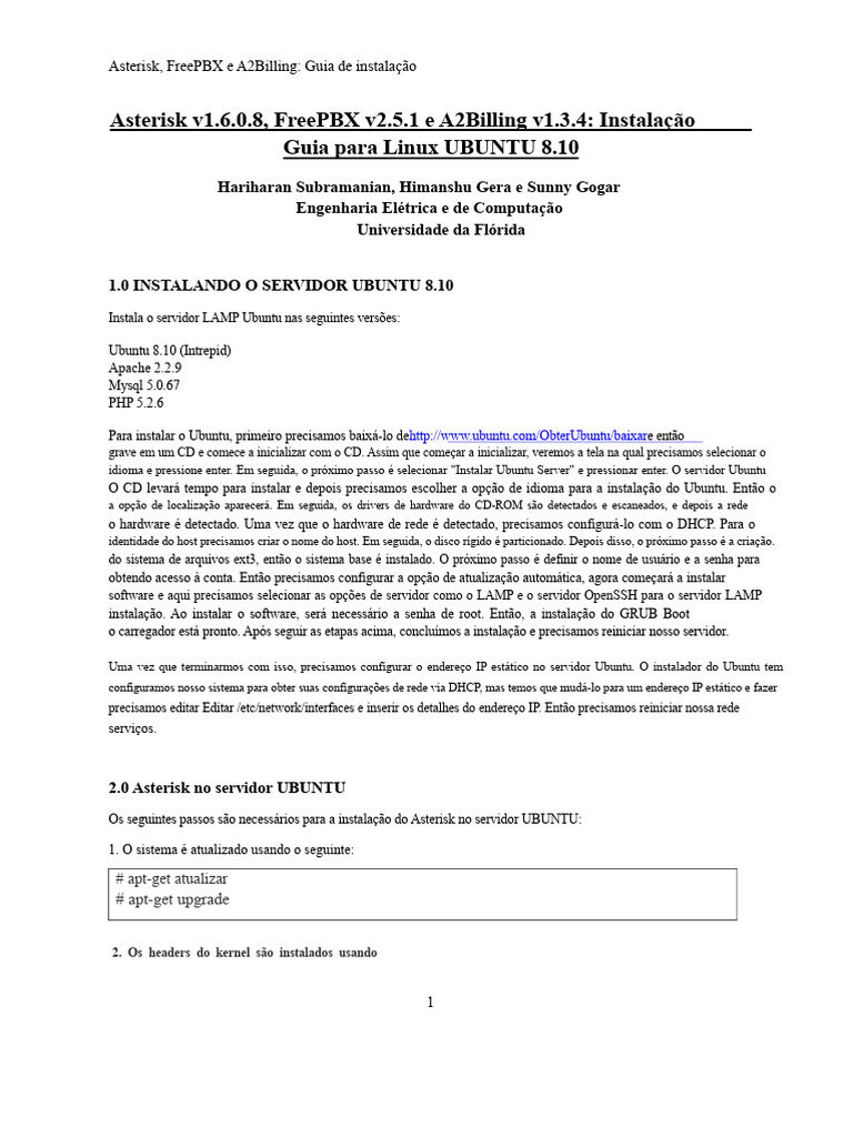 Instalação do Asterisk e FreePBX no Ubuntu | PDF | Rede mundial de ...