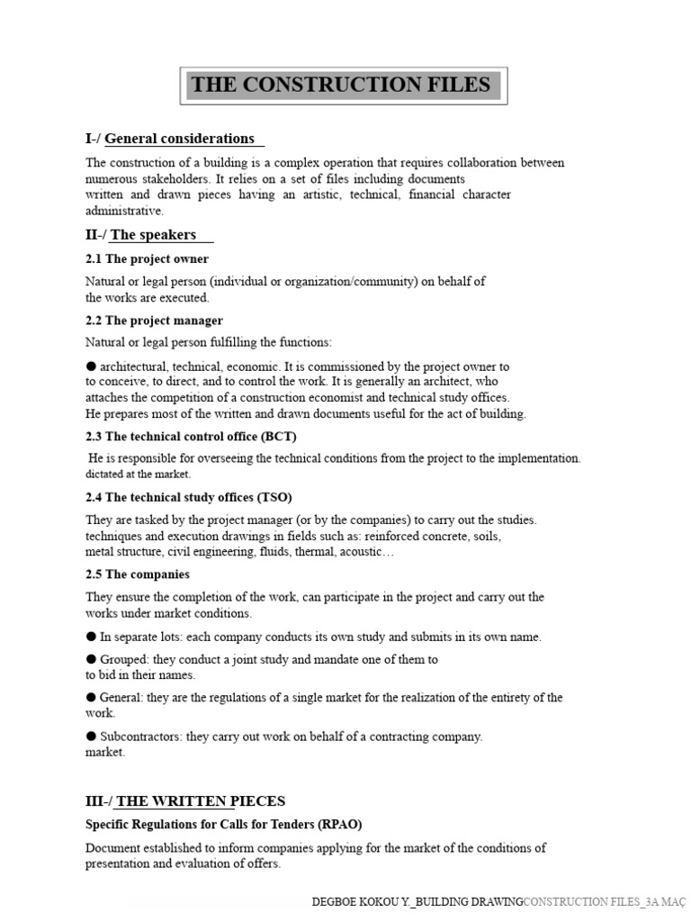 Essential Construction Project Files | PDF