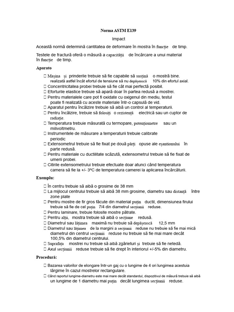 Rezumat Norma ASTM E139 | PDF