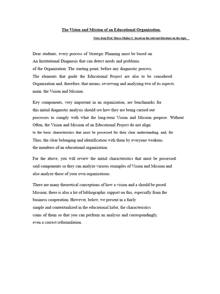 Vision and Mission in Education Strategy | PDF | Psychological Concepts ...